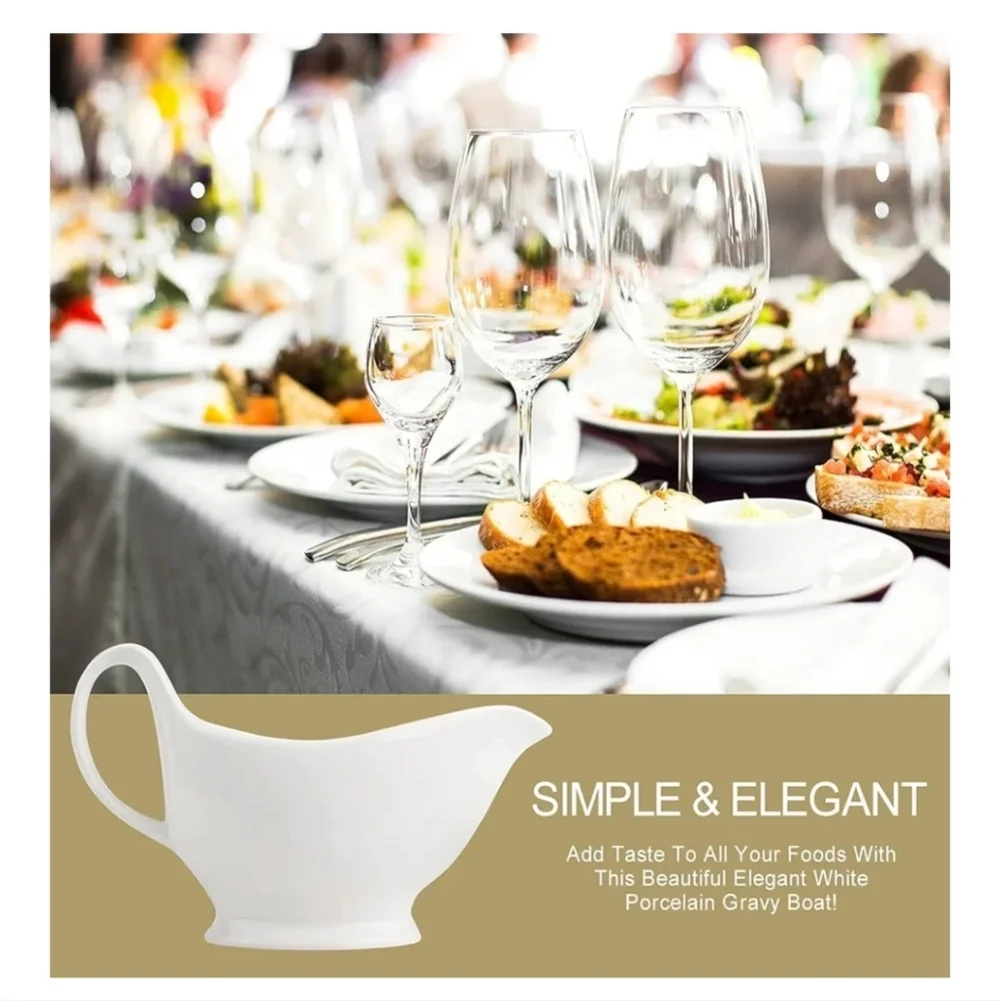 Elegant White Gravy Boat with Warmer New